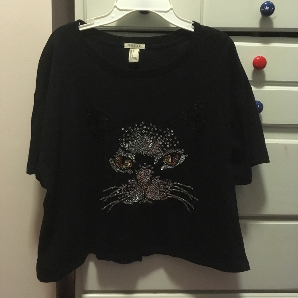 sparkly cat crop top